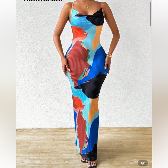Dresses & Skirts - SHEIN Abstract Multicolor Maxi Dress
